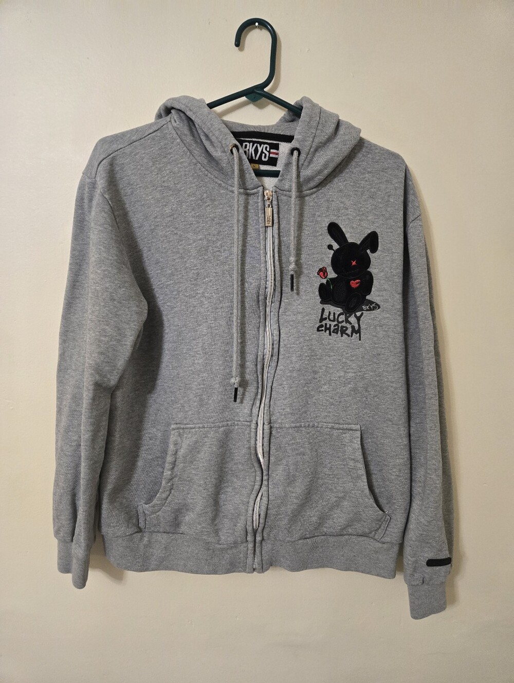 BKYS Lucky Charm Hoodie Size Large Fullzip Grey Hoodie